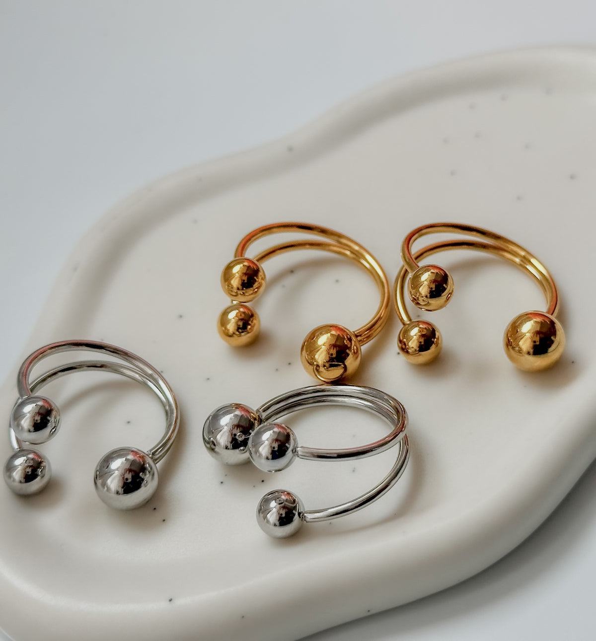 Nova Trio Spheres Ring - Gold Sphere Ring - ORÂGE Jewelry