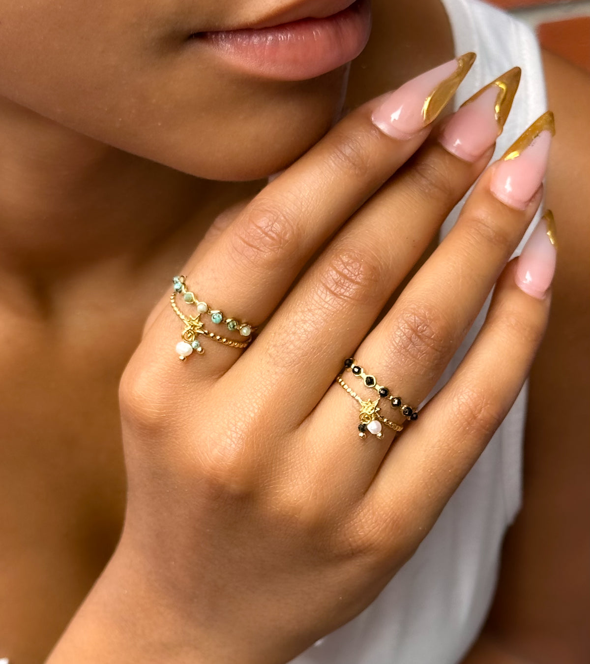 Aya Stainless Steel Charm Ring - Gold Plated - ORÂGE Jewelry