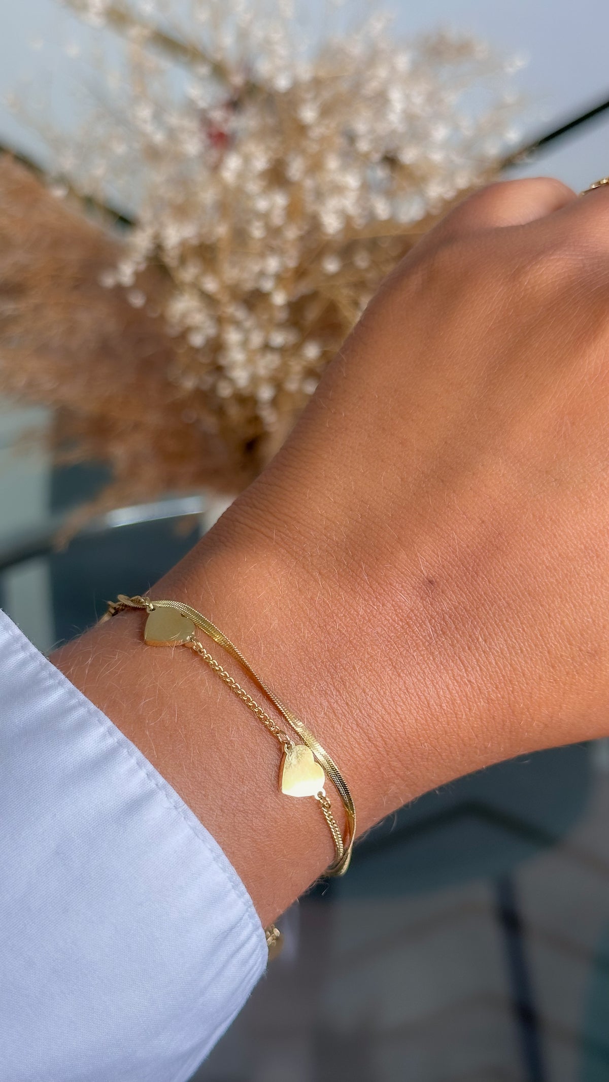 Nana Heart Charm Bracelet - Stainless Steel & Gold - ORÂGE Jewelry
