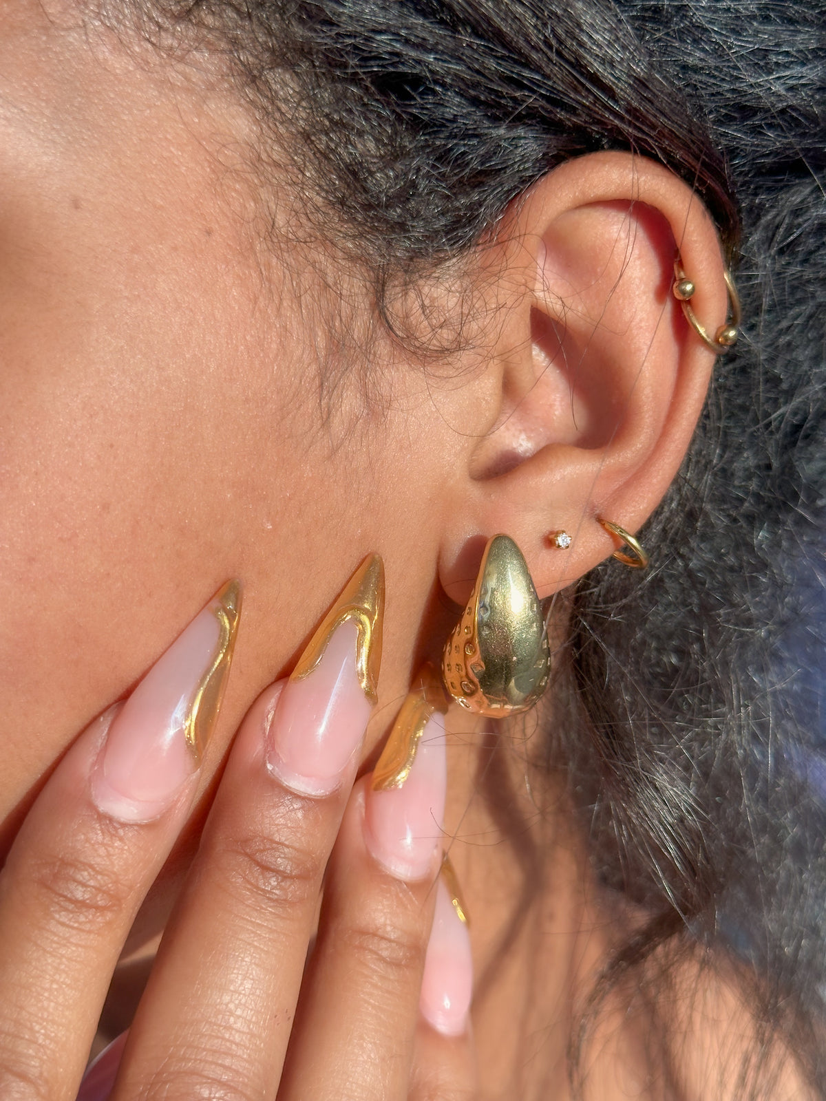 Ilsa Texture 18k Gold-Plated Teardrop Earrings - ORÂGE Jewelry