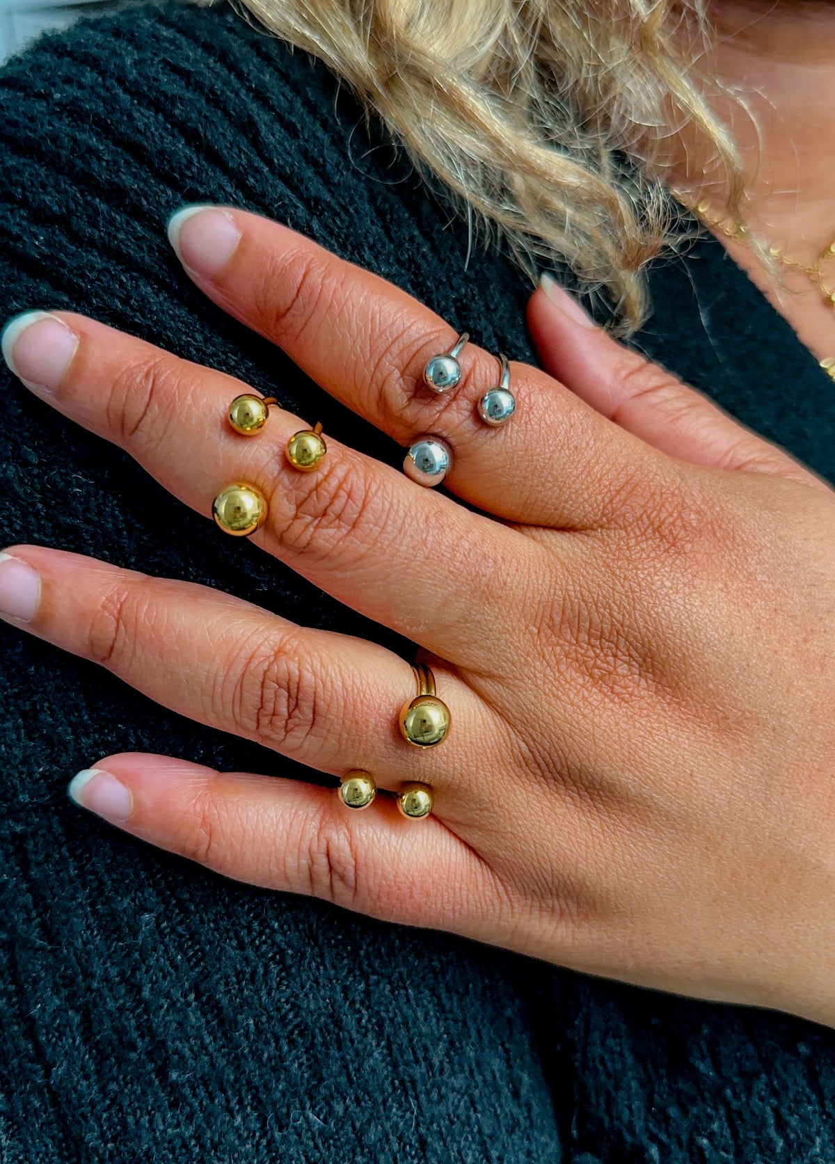 Nova Trio Spheres Ring - Gold Sphere Ring - ORÂGE Jewelry