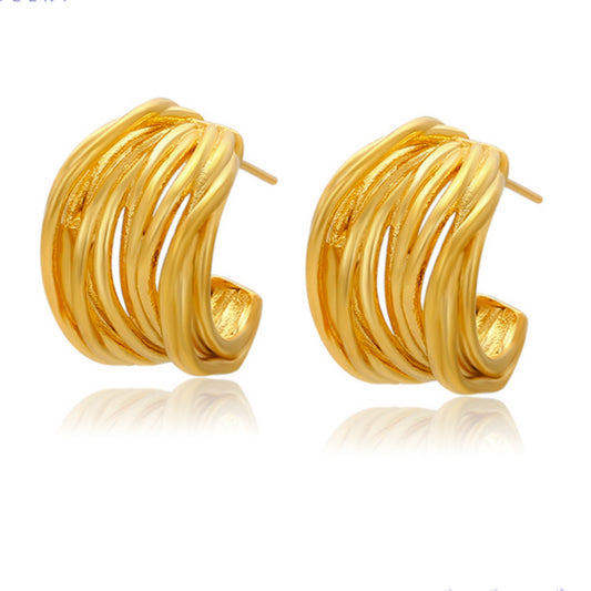 Gaël Stainless Steel Ribbon Hoops Earrings - ORÂGE Jewelry