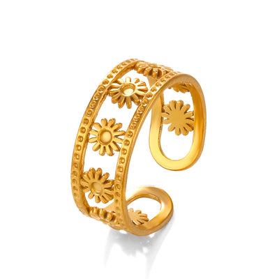 Prielle Sunlit Blossoms Ring - Floral Gold Ring - ORÂGE Jewelry