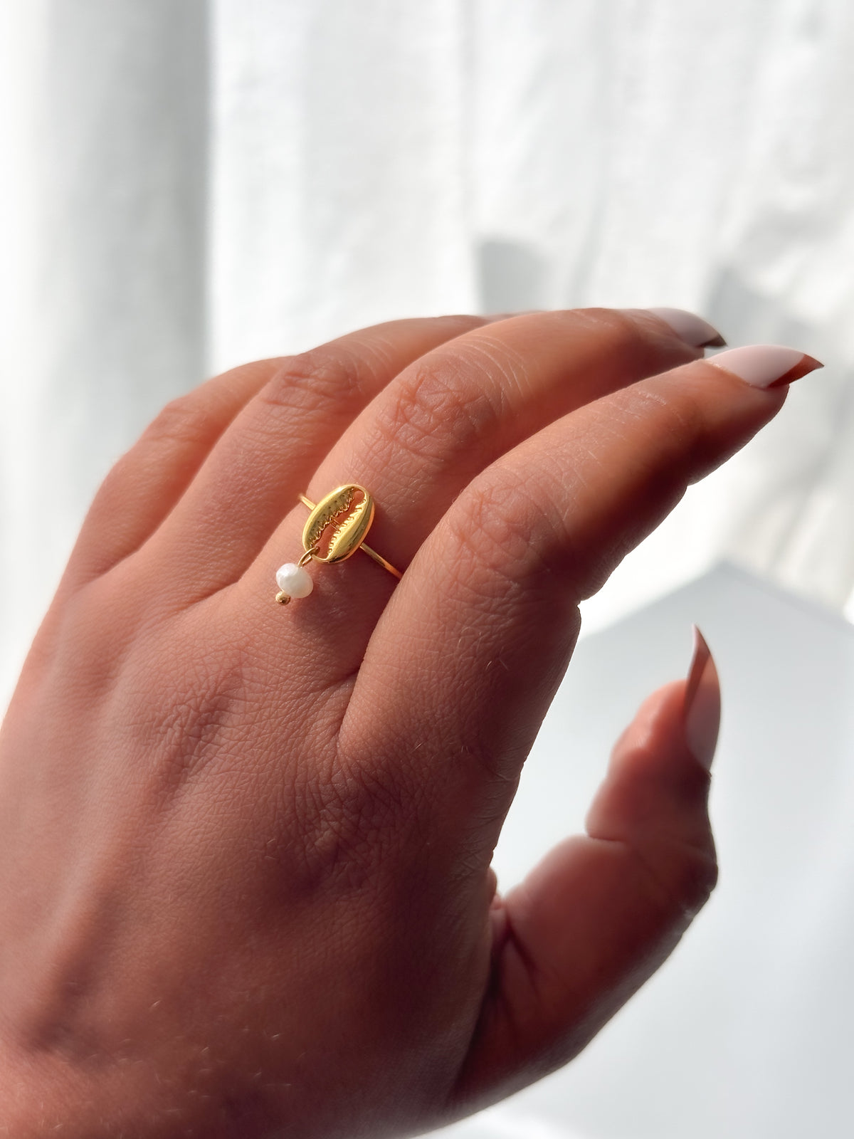 Oceana Cowrie Shell Ring - Adjustable Ring - ORÂGE Jewelry