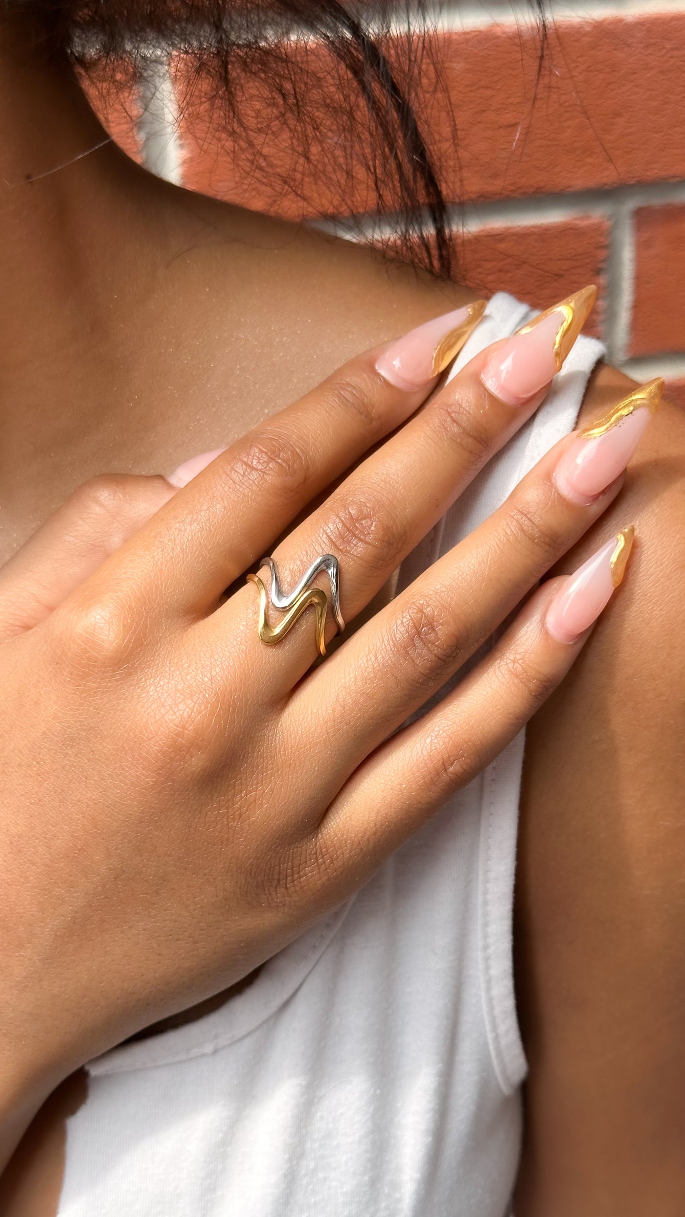 Makena Horizon Wave Ring – Gold-Plated Ring​ - ORÂGE Jewelry