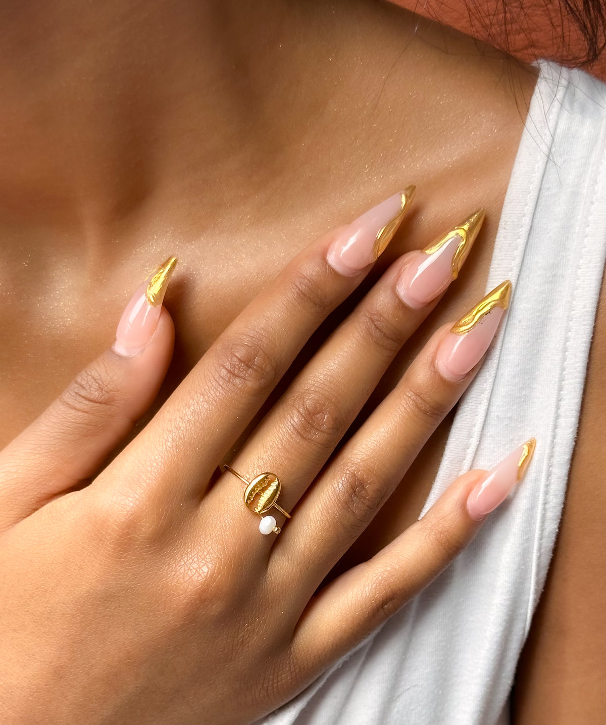 Oceana Cowrie Shell Ring - Adjustable Ring - ORÂGE Jewelry