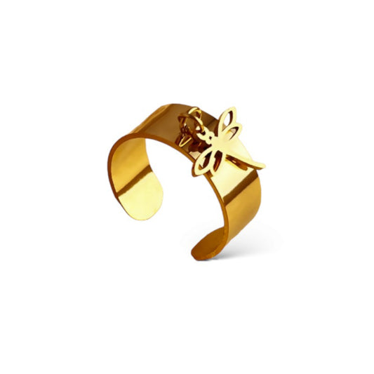 Zephyr Stainless Steel Dragonfly Charm Ring - ORÂGE Jewelry