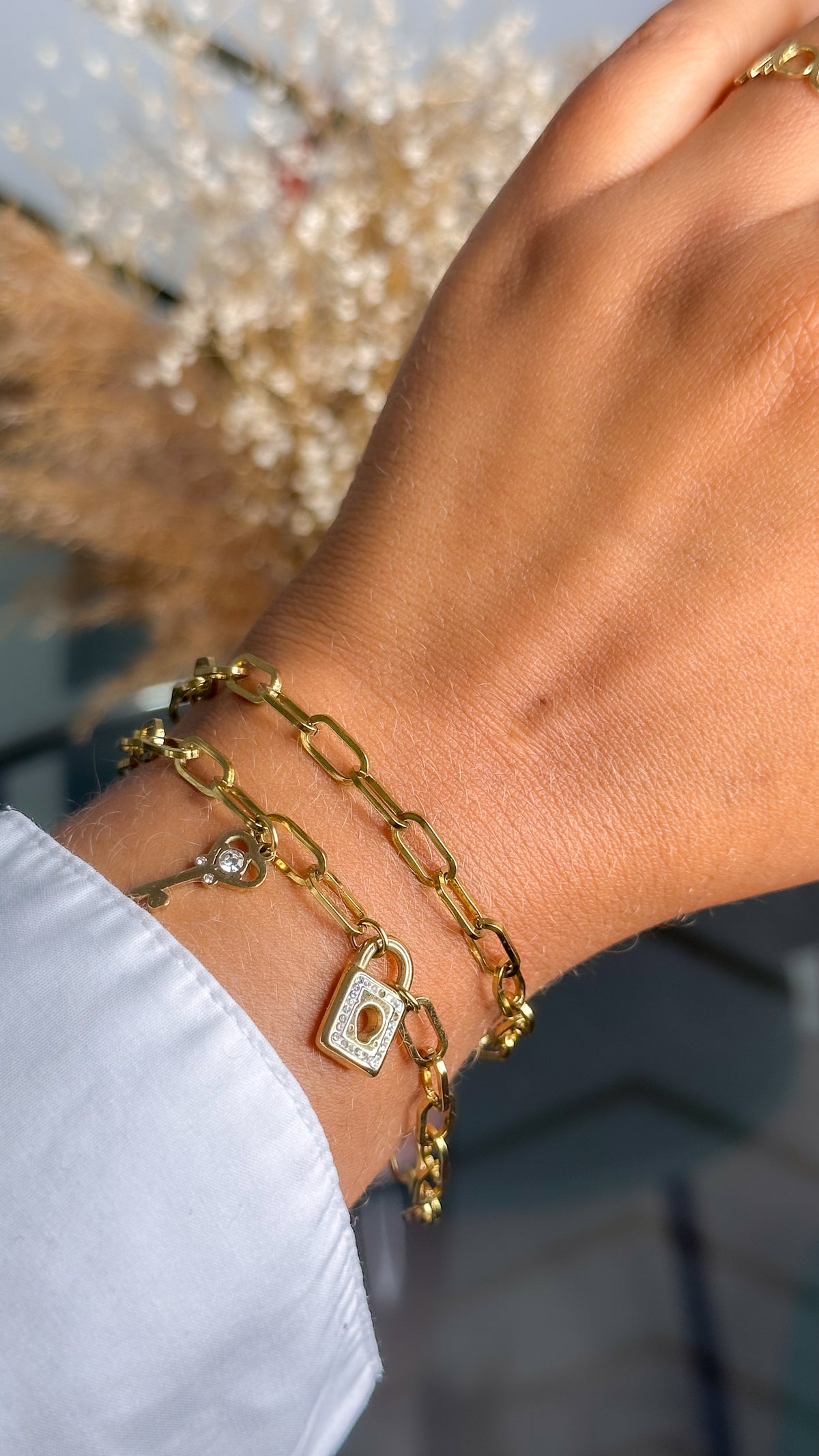 Fiona Stainless Steel Lock & Key Bracelet - ORÂGE Jewelry