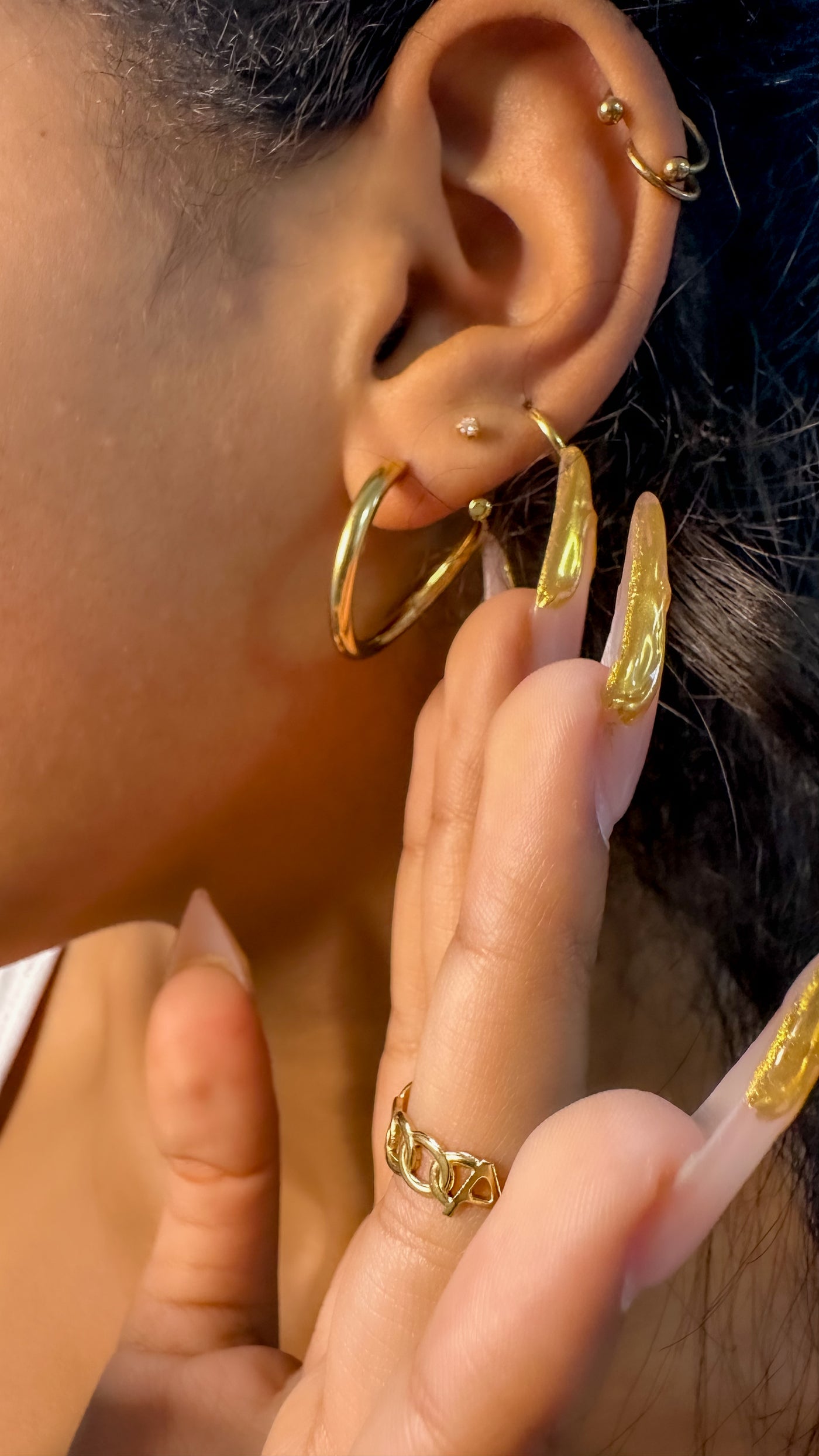 Gold Stainless Steel Hoop Irregular Earrings - ORÂGE Jewelry