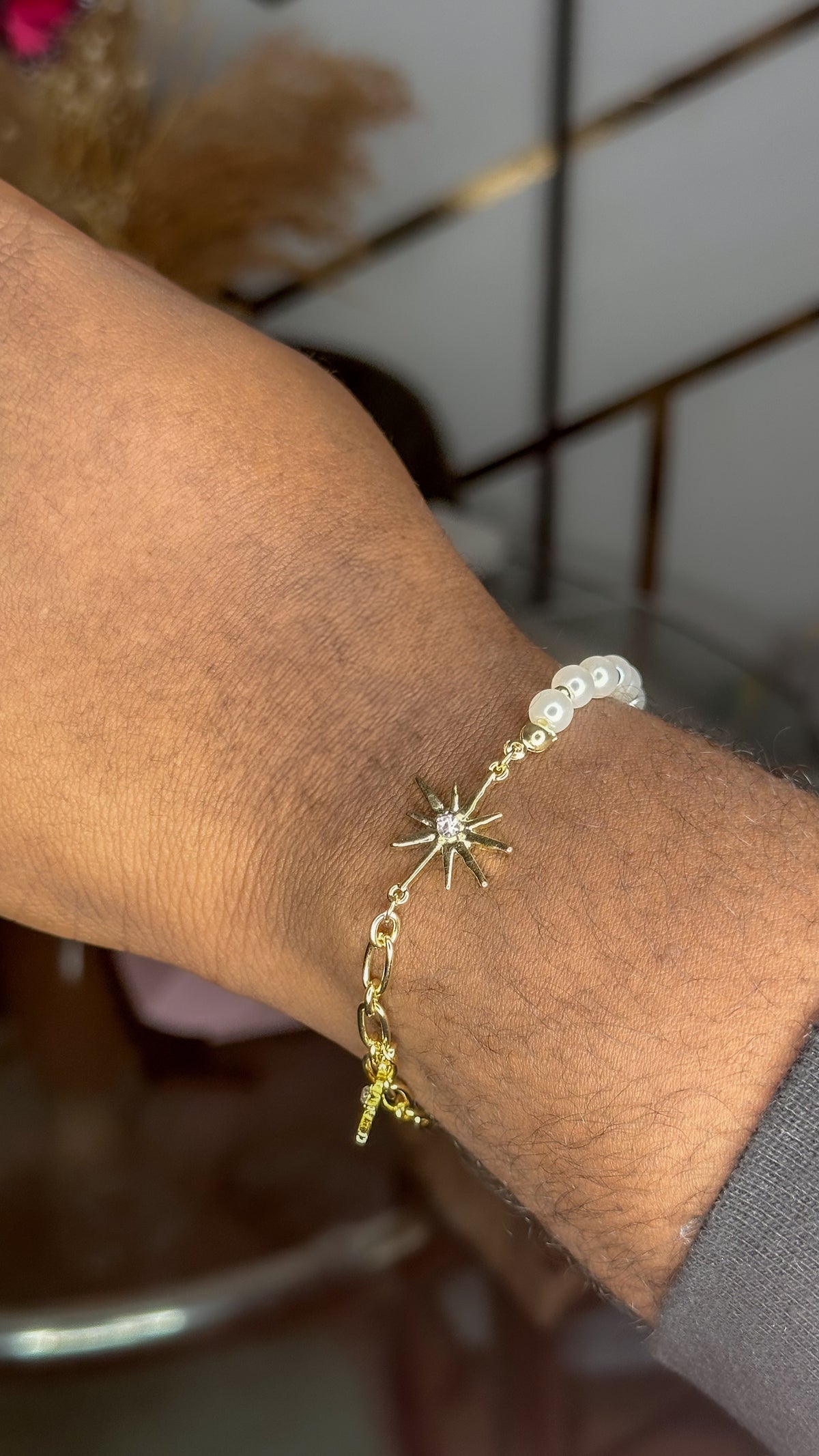 Diane Pearl and Starburst Charm Bracelet - ORÂGE Jewelry
