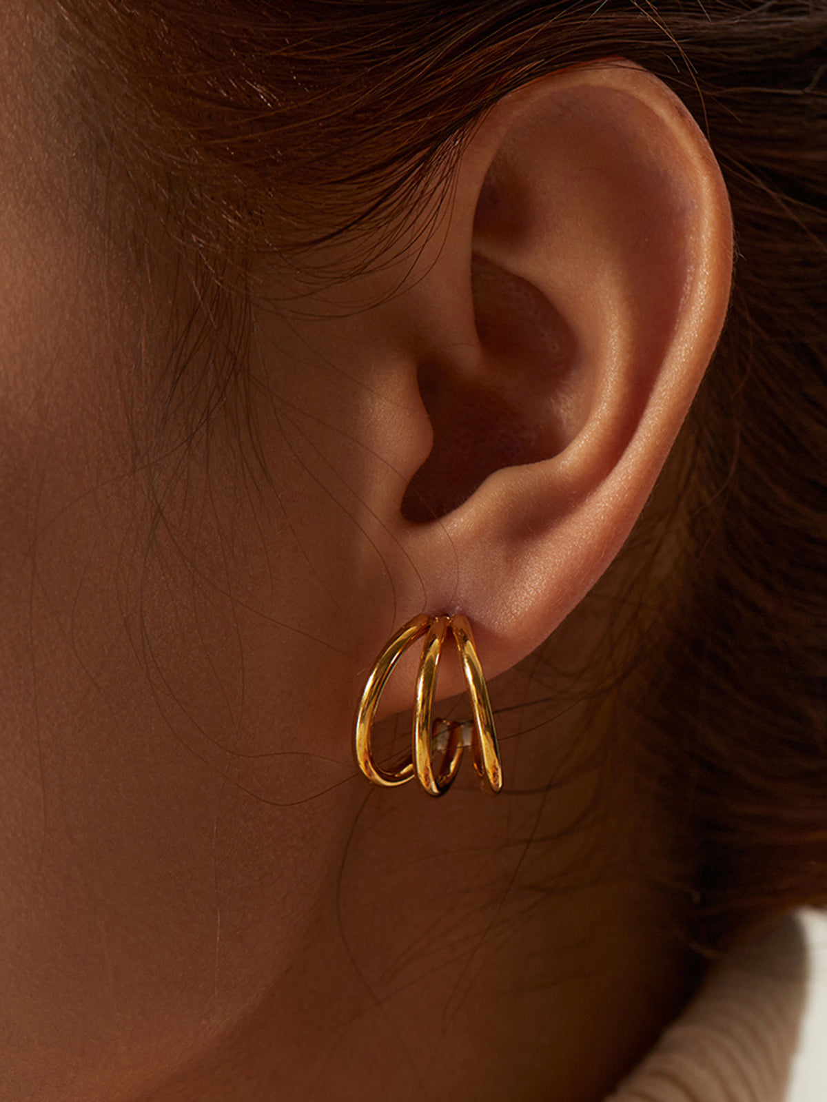 Pam Layered Gold Earrings - Gold Plated Hoops - ORÂGE Jewelry