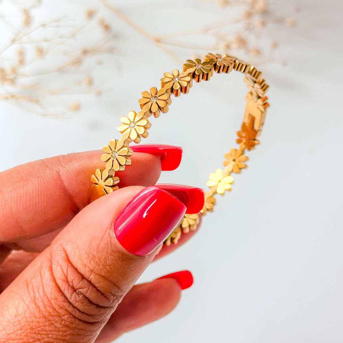Flora Flower Bangle Bracelet - Flower Bracelet - ORÂGE Jewelry