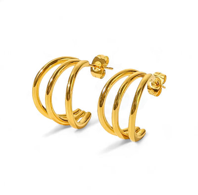 Pam Layered Gold Earrings - Gold Plated Hoops - ORÂGE Jewelry