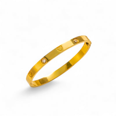 18K Gold Heart Bangle - Lielle Bracelet - ORÂGE Jewelry