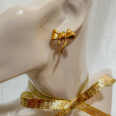 Bella Bows Studs Earrings – Elegant Gold Bow - ORÂGE Jewelry