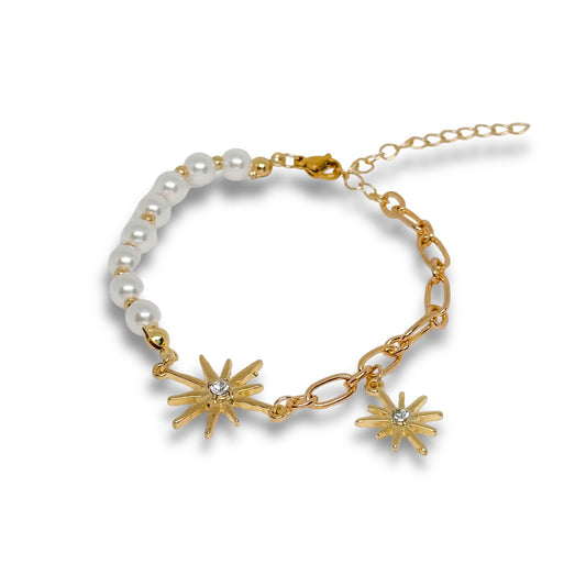 Diane Pearl and Starburst Charm Bracelet - ORÂGE Jewelry