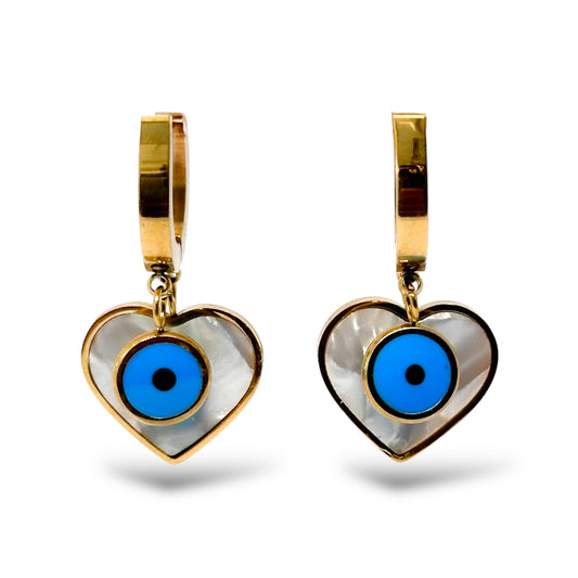 Rya Stainless Steel Eveil Eye Heart Earrings - ORÂGE Jewelry