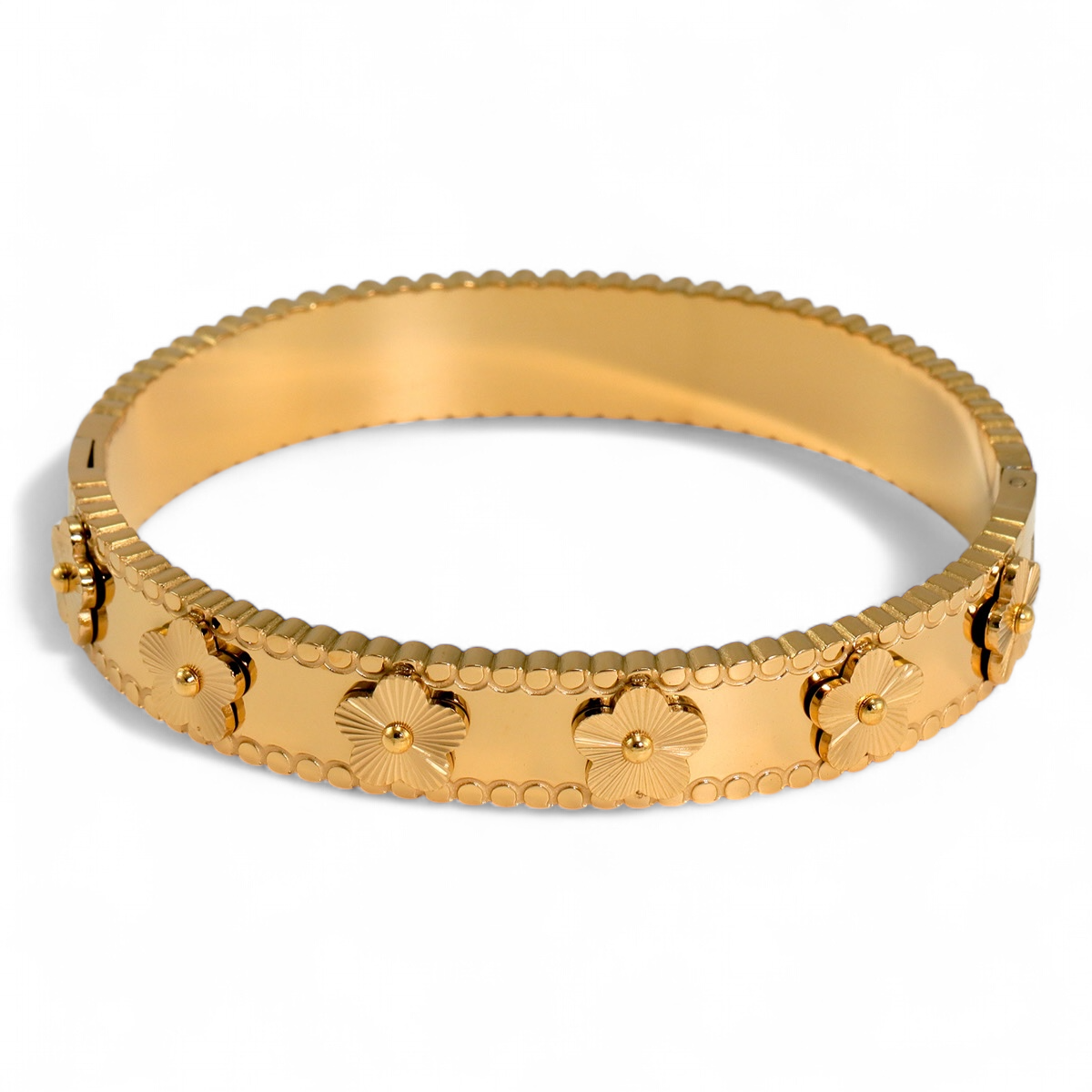 Textured Floral Gold Bangle - Camila Bracelet - ORÂGE Jewelry