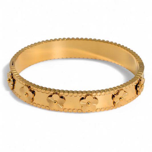 Textured Floral Gold Bangle - Camila Bracelet - ORÂGE Jewelry