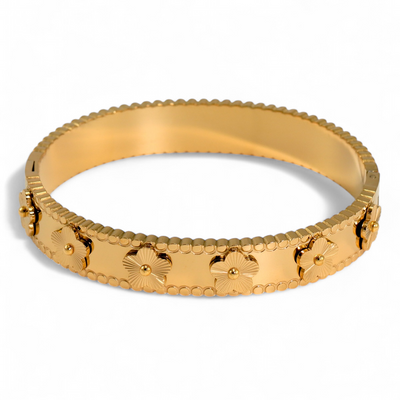 Textured Floral Gold Bangle - Camila Bracelet - ORÂGE Jewelry