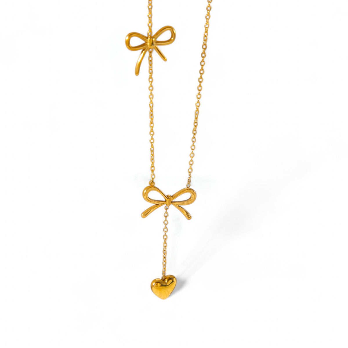 Lylie Bow Heart Necklace - Gold Pendant - ORÂGE Jewelry