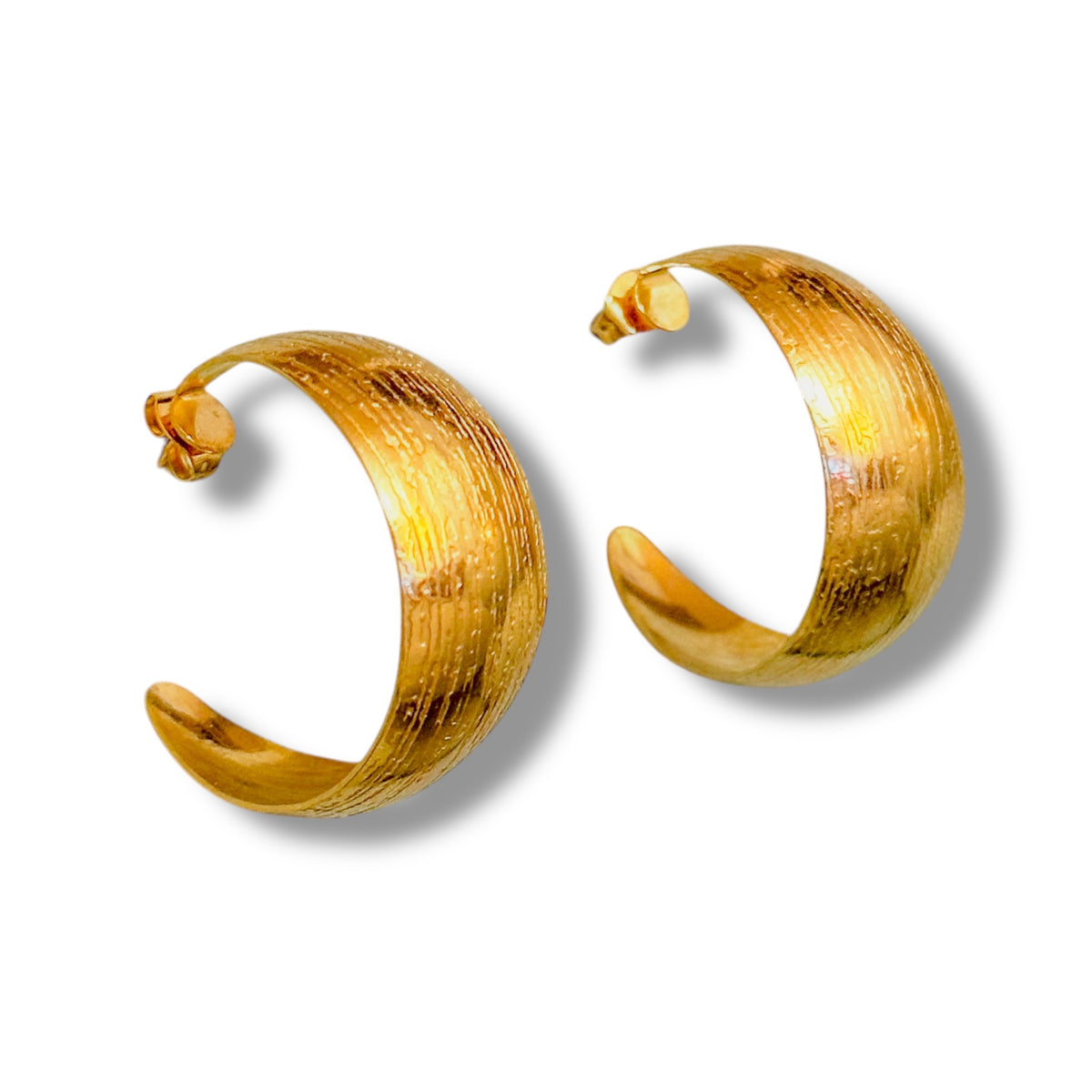 Solaris Textured Hoops Earrings - 18K Gold Plated - ORÂGE Jewelry
