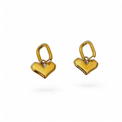 Livia Heart Drops Hoops - Heart Drops Hoops - ORÂGE Jewelry​